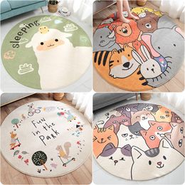 Cute Animals Round Carpet Rug KAWAI Cartoon Floor Rug For Living Room Bedroom Kids Room Non-Slip Play Mat Round Mat Carpet 210301