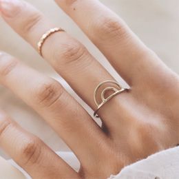 Rainbow Ring14K gold filled Knuckle Jewellery Mujer Minimalistic Stacking Bohemian for Women