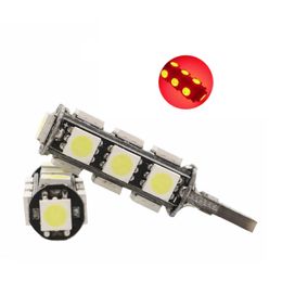 50Pcs/Lot Red T10 W5W 5050 13SMD LED Car Bulbs Canbus Error Free 194 168 2825 Clearance Lamps Reading Licence Plate Lights 12V