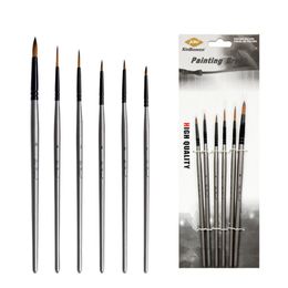 HB-3356-6A Nylon Painting Brush Set Line Drawing Pen Watercolor Acrylic Painting Brush 6Pcs Set For Beginner Professional - 6pcs