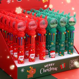 10 Colours Cute Christmas Ballpoint Pen Cartoon 0.5MM Ball Pen Office School Writing Supplies Novelty Pens Stationery 0878