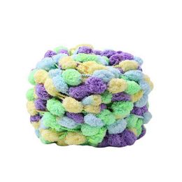 1PC 125g/roll Pompom Yarn Super Soft Colorful Thread with Pearl Bobo Ball DIY Hand-knitting Crochet For Scarf Sofa Cushion Blanket Y211129