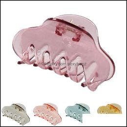 Hair Clips & Barrettes Jewellery Resin Curve Girl Fresh Temperament Claw Fashion Medium Nonslip Transparent Ycolor Horsetail Clip After Shower