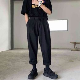 Men's Simple Leisure Mens Cotton Harem Pants Loose Fashion Trend Black Color Casual Male Trousers Plus Size M-XL 210715