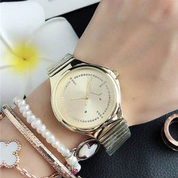 Brand quartz wrist Watch for Women Girl Big letters crystal metal steel band Watches M83