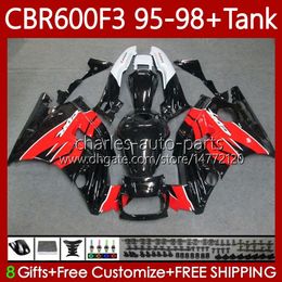 Fairings +Tank For HONDA CBR 600 600F3 CBR600 F3 FS CC Red black new 1997 1998 1995 1996 Body 64No.113 CBR600F3 600CC 600FS 95-98 CBR600-F3 CBR600FS 97 98 95 96 Bodywork Kit