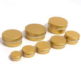 50PCS Gold Screw Thread Empty Aluminum Cream Jar Tin Cosmetic Lip Balm Container Nail Decor Crafts Pot Refillable Bottles 5g-60g
