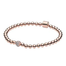 NEW 2021 100% 925 Sterling Silver Rose Gold Diamond Bracelet Fit DIY Original Fshion Jewellery Gift 666