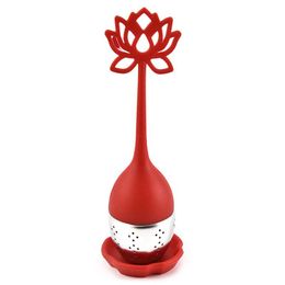 Silicone Lotus Shaped Stainless Steel Tea Infuser Teaspoon Loose Leaf Herb Strainer Philtre 2021