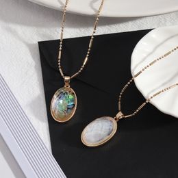 Luxury Style Handmade Women Gold Chain Natural Abalone Shell Pendant Necklace