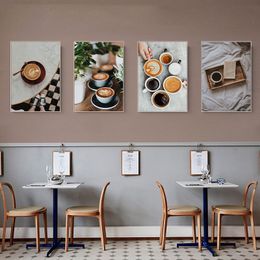 Kitchen Decoration Latte Canvas Painting Coffee Poster Mural Dessert Cafe Restaurant Lounge Picture Bedroom Wall Art Decoration