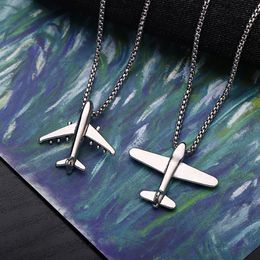 Pendant Necklaces Titanium Steel Airplane Necklace Simple Exquisite Jewelry Hip-hop Sweater Chain Long Punk Party Men Women Gift