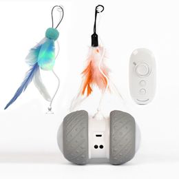 Remote Control Electronic Interactive Cat Toys Intelligence Rotating Feather Automatic Led Robotic Toy For Kitten