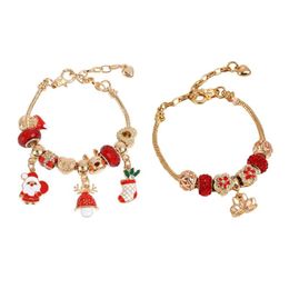Charm Bracelets Christmas Jingle Bell For Women Simple Design Bracelet Santa Claus Shape B
