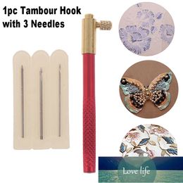 Embroidery Tambour Crochet Hooks With 3 Needles Knitting Sewing Accessories French Crochet Beading Hand Embroidery Tool Kit