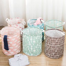 Bathroom Folding Laundry Basket Round Storage Bin Bag Hamper Collapsible Clothes Toy Container Organiser Large Capacity Bsgs 210316