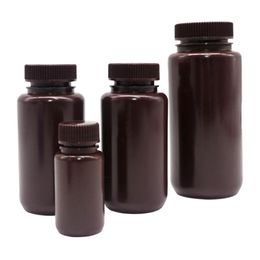 Forniture di laboratorio Bottiglia di plastica marrone a bocca larga da 8 ml-1000 ml con contenitore per liquido per lozione reagente con coperchio