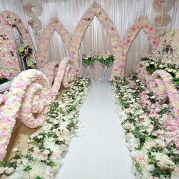 luxury artificial flower row arrangement decor for party wedding arch backdrop Road cited flower rose peony hydrangea mix