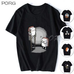 Kawaii Sushi Japanese Style Men/women Tshirt Print Harajuku Cartoon Printed T-shirt Streetwear 100% Cotton Oversized T Shirt 210629