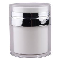 15 30 50G White Acrylic Airless Pump Container 0.5 1 1.7 Oz Round Vacuum Pump Refillable Jar Cosmetic Eye Cream Lotion Packing Pump