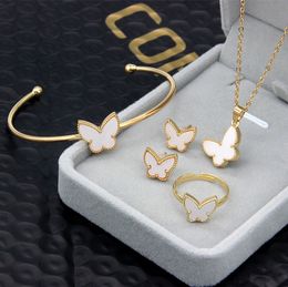 2022 New Design Women's Butterfly Skrit Charm Bracelet Earring Ring Necklace Jewellery Set for Gift