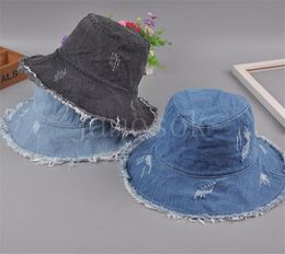 Japanese Washed Retro Ripped Cowboy Hats Female Fashion Street Raw Fisherman Spring And Summer Outdoor Bucket hat DB997
