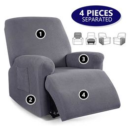 4 Separate Piece Recliner Chair Cover Thick Soft Recliner Slipcover for Living Room Sofa Couch Armchair Cover Elastic Stretch 211102