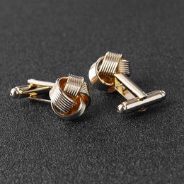 Gold knot shape French cuff links business shirts cufflinks button for men fashion jewelry