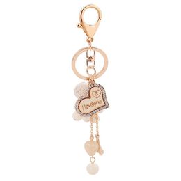 Love Keychain Heart Shape Key Chain Purse Bags Pendant Cars Shoe Ring Holder Chains Metal Acrylic bead Key Rings Party Favour