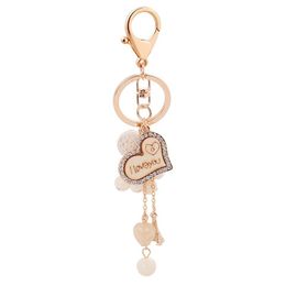 Love Keychain Heart Shape Key Chain Purse Bags Pendant Cars Shoe Ring Holder Chains Metal Acrylic bead Key Rings Party Favor