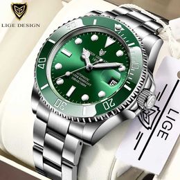 LIGE Watch Men Automatic Mechanical Clock Fashion Sapphire Glass 316L Steel 100 Waterproof Watches NH35 Movement 210527