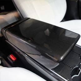 For Tesla Model 3 model y Carbon Fibre ABS Centre Storage Armrest Cover Trim Inner Accessories284E