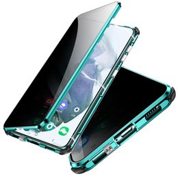 Magnetic Adsorption Shockproof Metal bumper case Anti Spy Privacy Tempered Glass Screen Protector For Samsung s21 Ultra/S21 Plus S20 Note 20