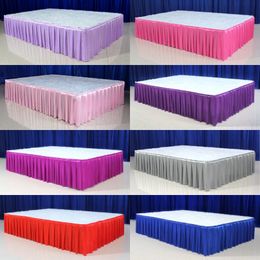 30cm high x 600 cm long ice silk wedding stage table skirt for table clothes decoration wedding table skirting for event party Y200421