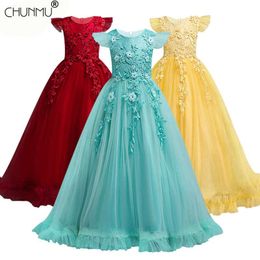 New Kids Girls Wedding Flower Girl Dress Princess Party Pageant Formal Dress Sleeveless Dress 3-14 year wear Q0716