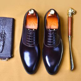Classic Men Dress Shoes Wing-tip Derby Genuine Leather Office Social Elegant Suit Business Formal Oxfords Shoes for Men A121