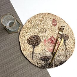 Mats & Pads Family Round Woven Place Mat Set Corn Handmade Table Mat, Dining Table, Weddings, Parties, Barbeques, Daily, Placemats