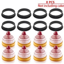 8Pcs Mousse Circle Cutter Decorating Tool French Dessert DIY Cake Mould Perforated Tart Ring Bakeware Round Heart Square Shape 210225