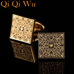 Square Gold laser Roman Cufflinks Jewellery shirt cufflink for mens Brand Fashion Cuff link Wedding Groom Button Cuff Links AE562403440206