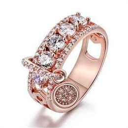 Womens Rings Crystal Jewelry fashion creative zircon ring women's gold plated disc Cluster For Female Band styles