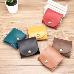 Mini Cowhide Mens Coin Purse Zipper Coin Wallet Retro Key Holder Small Money Bag Money Change Coin Pouch