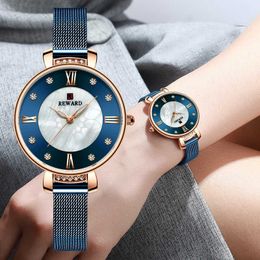 REWARD Fashion Luxury Womens Watch Steel Mesh Strap Quartz Wrist Women Casual Waterproof es reloj mujer 210616