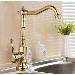 Arrivals European Retro Style and Gold Surface Kitchen Faucet Bathroom Basin Faucet By Brass Sink Faucet Water Mixer Tap 210719
