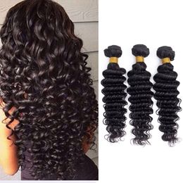 Peruvian Human Hair 4 Bundles Deep Wave Curly Virgin Hair 10-30inch Natural Color Curlys Hair Wefs Four Pieces