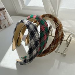 Winter Plaid Sponge Headband Fashion Hair Accessories Women Hipster Woollen Color-blocking Hairband Boutique Hair Hoop Headwear