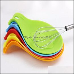 Decoration Aessories Kitchen, Dining Bar Home & Garden Resistant Sile Spoon Rest Utensil Spata Whisk Fork Holder Mats Pads Kitchen Table Too