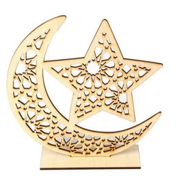 2021 Ramadan Wooden Decor Islamic Muslim EID MUBARAK Home Ornament DIY Hollow Moon Star Sheep Party Decoration Festival Event Favour