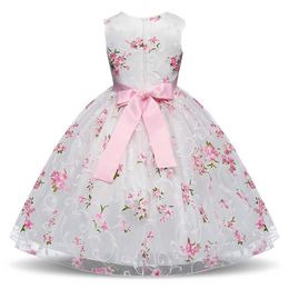 Summer Children's Floral SleevelParty Dresses For Girls Clothing Children Kids Clothes Size 6 7 8 Years Old