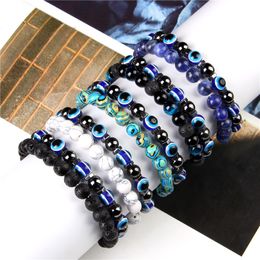 42 Bracelets Sets Double Chains Two Layers Bangles For Men Women Couple Jewellery Natural Charka Reiki Blue Evil Eye Charm Pulsera