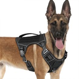 Dog Collars & Leashes Comfortable Harness With Easy Control Handle Adjustable Large Safety Walking Vest Black Pet Harnesses For Army